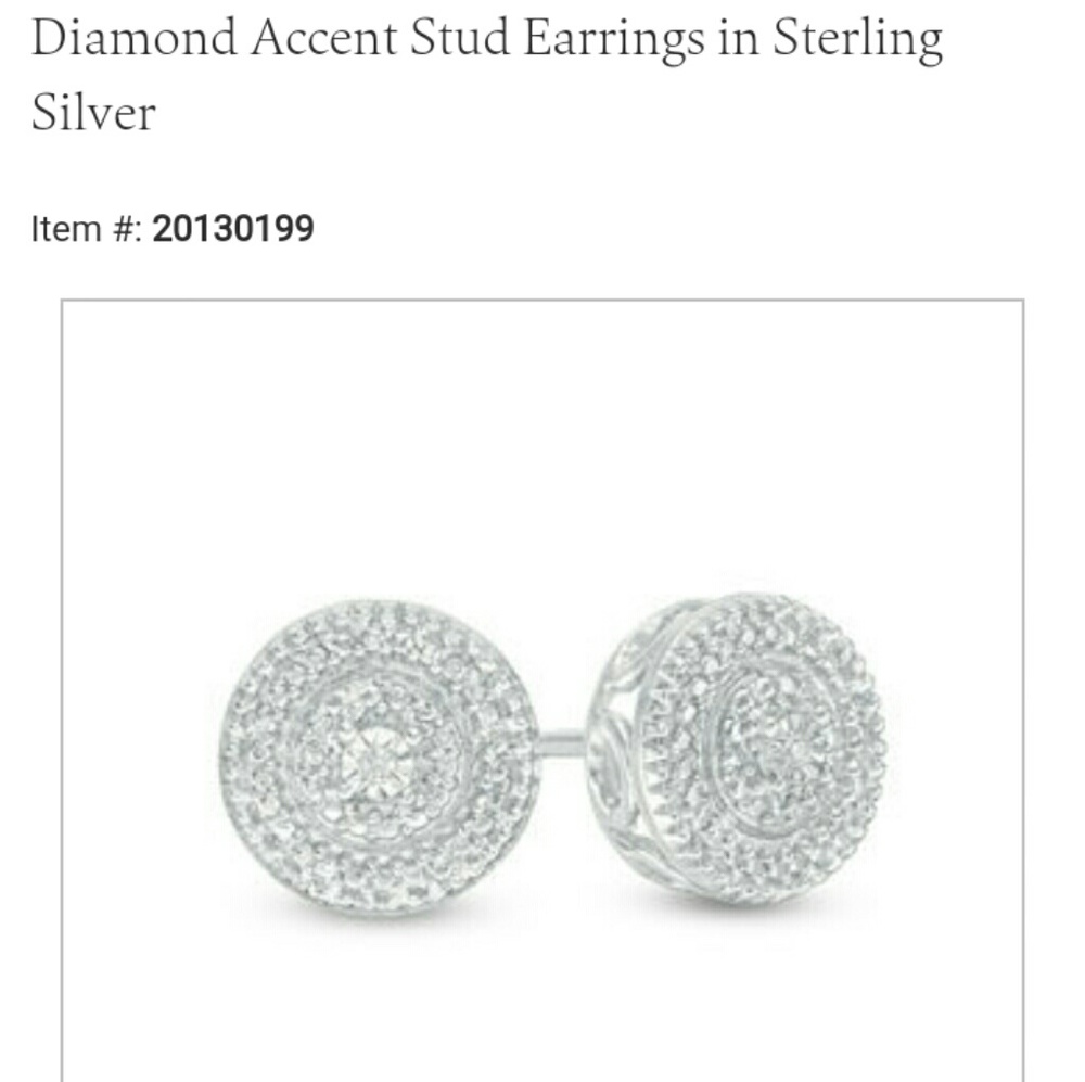 Zales Round Studs-Diamond and Sterling Silver